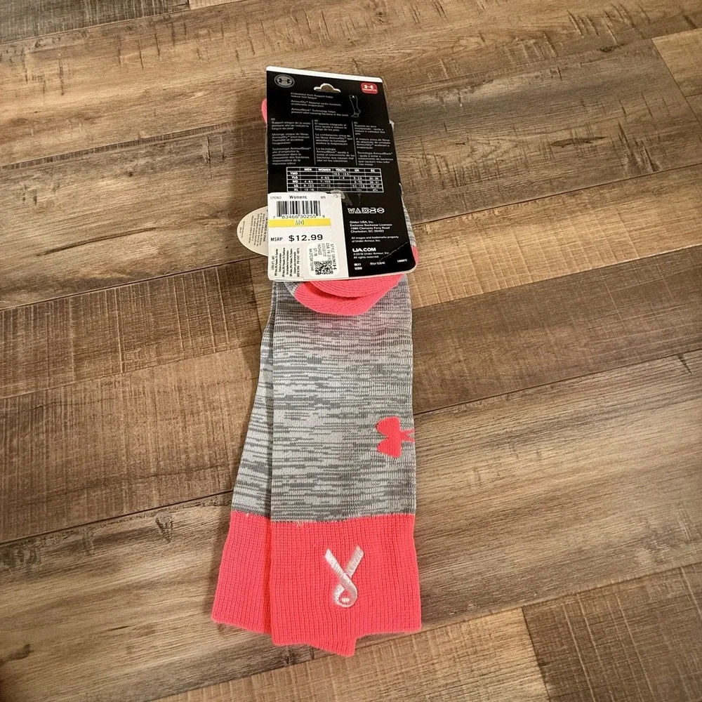 UNDER ARMOUR Breast Cancer Awareness Socks UA Power In Pink Sz M